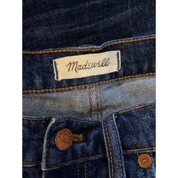Madewell 27 The Slim Boyjean Raw Hem Medium Blue Cotton Stretch - Picture 8 of 8